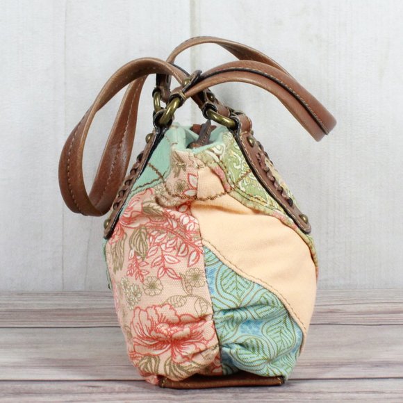 Fossil Genuine Classic Multicolor Embroidered Floral Cotton Patchwork Tote Bag - Picture 3 of 10